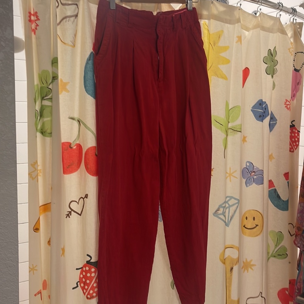 Free People Red Linen Pants